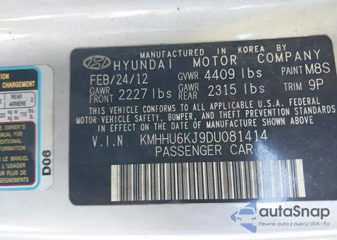 2013 Hyundai Genesis 3.8 Grand Touring из США, поврежденный, VIN KMHHU6KJ9DU081414